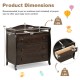 Baby changing table in brown with three drawers and safety belt, designed for diaper changing and storage convenience.