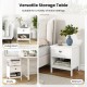 2-tier white wood nightstand with drawer and open shelf, ideal for bedroom or study, featuring modern design and.