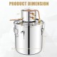 5-gallon stainless steel water juicer maker with copper pipes and thermometer, ideal for brewing and distilling.