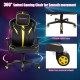 Ergonomic gaming chair in yellow with adjustable height, reclining backrest, and 360° swivel for customizable comfort.
