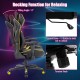 Ergonomic gaming chair in yellow with adjustable height, reclining backrest, and rocking function for customizable.