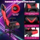 Ergonomic 360° swivel computer chair in red with adjustable lumbar support and 22" x 21" large seat for office use.