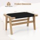 Teak wooden footstool with handwoven cordage, featuring smooth edges and sturdy construction, ideal for indoor and.