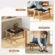 Teak wooden ottoman with handwoven cordage, ideal as a footrest or additional seat for indoor and outdoor use.