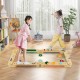 Montessori balance beam set featuring wooden balance boards and stepping stones, designed for kids' motor skill.