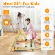 Montessori balance beam set with stepping stones, made of safe wood, promotes motor skills and creativity for kids.