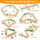 Montessori balance beam set featuring various shapes like hexagon and triangle, made from safe, durable wood for kids'.