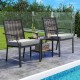 Stackable patio wicker chairs set of 2 with grey removable cushions, perfect for poolside relaxation and outdoor.