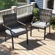 Stackable patio wicker chairs set of 2 with grey removable cushions, featuring a durable PE rattan backrest for outdoor.