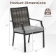 Stackable patio wicker chair with PE rattan backrest, grey removable cushion, and sturdy metal frame for outdoor use.