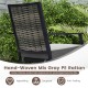 Stackable patio wicker chair with hand-woven gray PE rattan, removable cushions, ideal for backyard or poolside use.