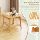 Boho bamboo sofa side table with faux rattan shelf, featuring elegant curved design and 2-tier storage for versatile.