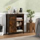 Rustic brown 32-inch farmhouse sideboard buffet cabinet with sliding barn door and adjustable shelves for versatile.
