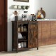 Rustic brown 32-inch farmhouse sideboard buffet cabinet featuring six storage compartments and a sleek sliding barn.