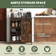Farmhouse sideboard buffet cabinet in rustic brown with sliding barn door and six storage compartments for organized.