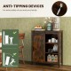 Rustic brown 32-inch farmhouse sideboard buffet cabinet with sliding barn door and anti-tipping devices for safety.