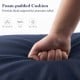 Foam-padded navy chaise lounge cushion with fixing straps, soft and breathable for outdoor comfort and pressure relief.