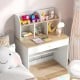 Kids wooden study desk with hutch and drawer, featuring diverse storage and a safe, burr-free surface for children's.