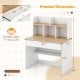 Kids wooden study desk with hutch and drawer, featuring a durable design and diverse storage options for children's.