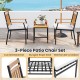 3-piece patio chair set featuring acacia wood backrest and cushions, perfect for outdoor conversations and relaxation.