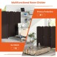 6-panel folding room divider in brown with hand-woven texture, providing privacy protection and sun block for versatile.