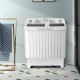 Portable washing machine with twin tub design, 20 lbs capacity, and built-in gravity drain for efficient laundry in.