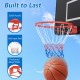 18-inch basketball rim with all-weather net, heavy-duty hooks, and mounting hardware for indoor or outdoor play.