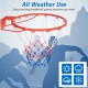 18-inch basketball rim with all-weather net and mounting hardware, suitable for indoor and outdoor play.