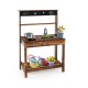 Outdoor mud kitchen for kids featuring a rotatable faucet, removable sink, and realistic stoves for imaginative play.