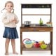 Outdoor mud kitchen for kids featuring a rotatable faucet, removable sink, and ample storage for imaginative play.