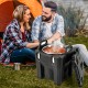 Portable insulated food carrier with stainless steel barrel, 32 qt capacity, ideal for camping and catering.