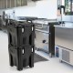 Stackable 32 QT portable insulated food carrier in black with stainless steel barrel, ideal for catering and camping.