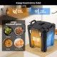 32 QT portable insulated food carrier in black with stainless steel barrel, ideal for catering and camping, keeps food.