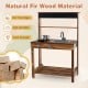 Outdoor mud kitchen for kids made of natural fir wood with a rotatable faucet, removable sink, and ample storage space.