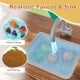 Realistic faucet and sink in the Outdoor Mud Kitchen for kids, perfect for water and mud play activities.