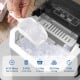 Countertop ice maker with ice scoop, producing 9 bullet-shaped ice in 6-13 mins, ideal for home and parties.