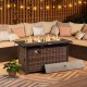 45-inch propane rattan firepit table with glass stones, offering 50,000 BTU warmth, ideal for outdoor gatherings.