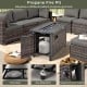 45-inch propane fire pit table with mixed brown rattan, glass stones, and protective cover for versatile outdoor use.