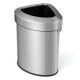 Stainless steel 60L corner trash bin with lid, anti-slip bottom, perfect for kitchens and offices.