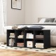 Black 8 cubbies shoe organizer with spacious top, perfect for storage in bedrooms or hallways, holding up to 550 lbs.