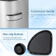 60L stainless steel corner trash bin with a convenient handle and non-slip bottom, ideal for kitchens and offices.