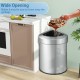 Stainless steel 60L corner trash bin with lid, featuring a wide opening for easy garbage disposal in kitchens or.