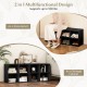 Black 8 cubbies shoe organizer with spacious top, supports 500 lbs, ideal for hallways or as a storage cabinet.