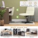 Beige PU leather upholstered office chair with oversized U-shaped seat, ideal for home office and space-saving use.