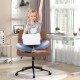 Armless height-adjustable desk chair in brown with a supportive U-shaped cushion, perfect for home office use.