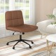Brown height-adjustable armless desk chair with wheels, featuring a U-shaped cushion and ergonomic design for home.