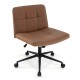 Brown height-adjustable armless desk chair with wheels, featuring a supportive U-shaped cushion and ergonomic design.