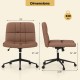 Height-adjustable armless desk chair in brown with oversized cushion, ergonomic design, and 360° swivel for home office.