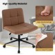 Brown height-adjustable armless desk chair with wheels, featuring easy-to-clean PU leather and ergonomic design for.