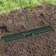 Heavy duty 46 x 10 inch lawn leveling rake with rotatable head and comfortable grip, ideal for efficient soil leveling.